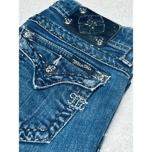 Miss Me Jeans Womens 26 Blue Straight Stretch Low Rise  Style #Je5014S19X